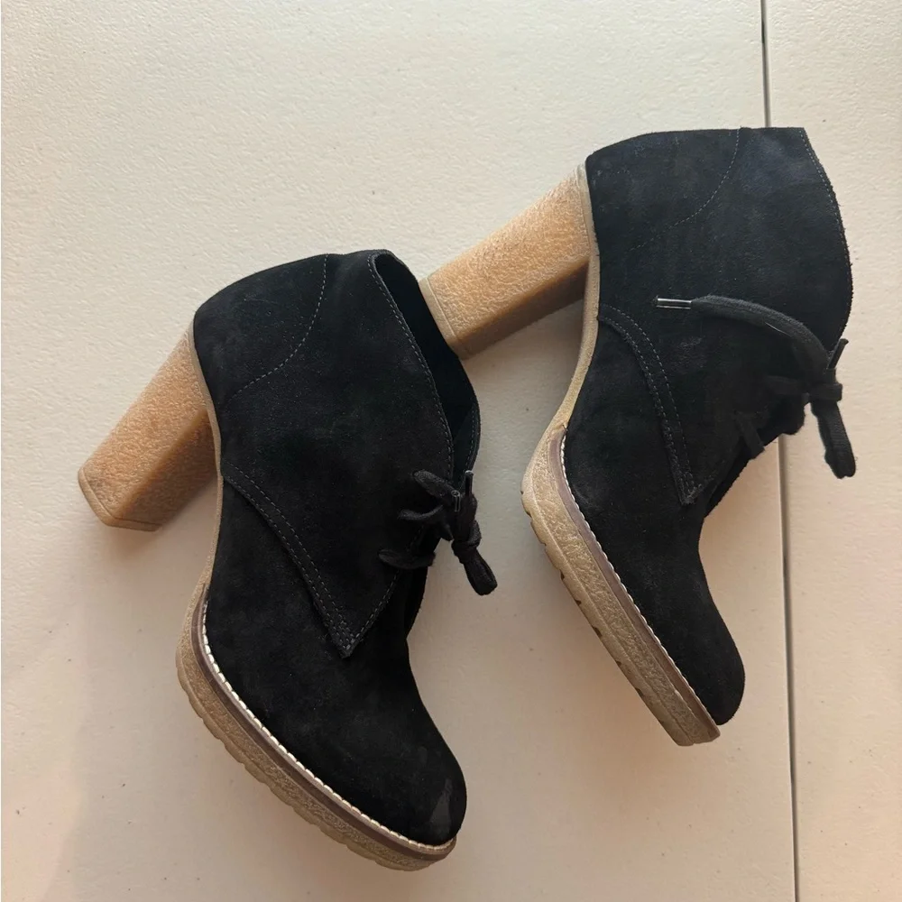 J.Crew MacAlister Black Suede Lace Up Heeled Booties Shoes